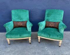 Pair William IV Early Victorian Club Chairs Style of Howard Sons - 3365800