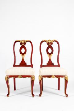 Pair Wood Framed Gilt Design Detail Side Chairs - 1037734