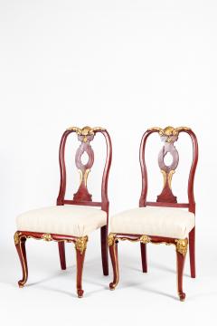 Pair Wood Framed Gilt Design Detail Side Chairs - 1037735