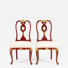 Pair Wood Framed Gilt Design Detail Side Chairs - 1039721