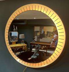 Pair brass backlit circular mirrors - 3215900