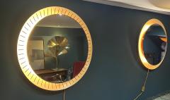Pair brass backlit circular mirrors - 3215902