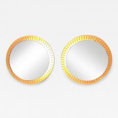 Pair brass backlit circular mirrors - 3217099