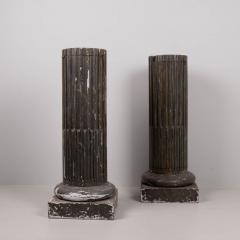 Pair early 20th century carved wood columns with storage - 4304732