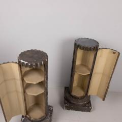 Pair early 20th century carved wood columns with storage - 4304735