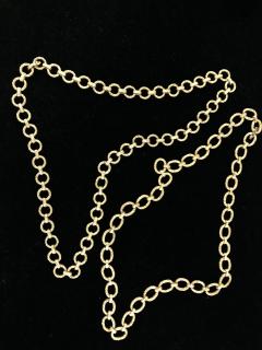 Pair heavy 14k gold link textured Necklaces Hand made Vintage 60s - 1788740