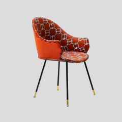 Pair iconic round back chairs upholstered in Hermes fabric - 3982112