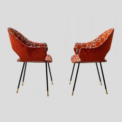 Pair iconic round back chairs upholstered in Hermes fabric - 3982117