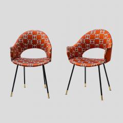 Pair iconic round back chairs upholstered in Hermes fabric - 3982118