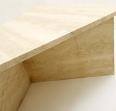 Pair low triangular travertine tables up up 1970s - 1930421