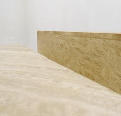 Pair low triangular travertine tables up up 1970s - 1930422