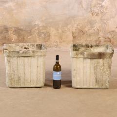 Pair of 14 Square Ribbed Garden Planters - 4740766