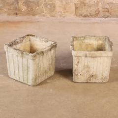 Pair of 14 Square Ribbed Garden Planters - 4740767