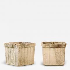 Pair of 14 Square Ribbed Garden Planters - 4740862