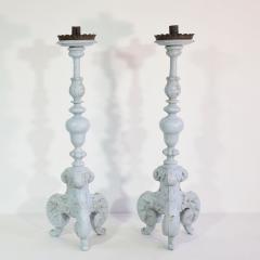 Pair of 17 18th Century Italian Carved Wooden Baroque Candleholders - 4113824