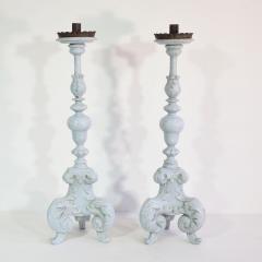 Pair of 17 18th Century Italian Carved Wooden Baroque Candleholders - 4113916