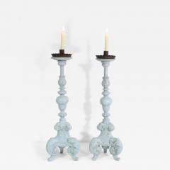 Pair of 17 18th Century Italian Carved Wooden Baroque Candleholders - 4393163