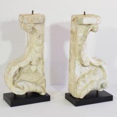 Pair of 17th 18th Century Italian White Marble Baroque Ornaments - 4119337