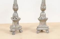 Pair of 1850s Italian Silver Gilt Candlesticks with Carved Waterleaves - 3461559