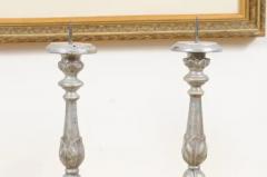 Pair of 1850s Italian Silver Gilt Candlesticks with Carved Waterleaves - 3461566