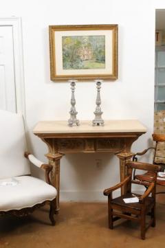 Pair of 1850s Italian Silver Gilt Candlesticks with Carved Waterleaves - 3461570