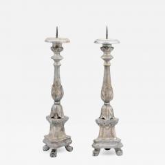 Pair of 1850s Italian Silver Gilt Candlesticks with Carved Waterleaves - 3467387