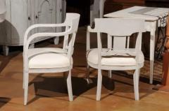 Pair of 1870s Swedish Painted Wood Neoclassical Style Upholstered Armchairs - 3416996