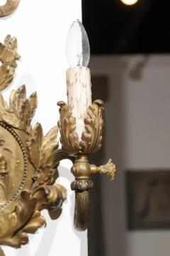 Pair of 1890s French Two Light Brass Sconces with Ribbon Cherubs and Satyrs - 3426952