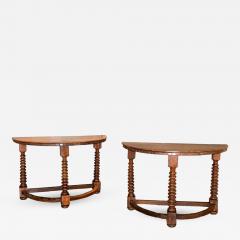 Pair of 18th C Italian Demilune Walnut Consoles - 445770