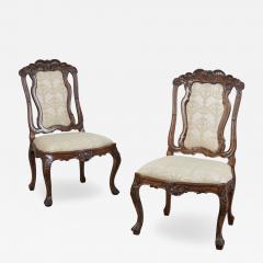 Pair of 18th C Portuguese Rococo Hardwood Side Chairs - 4262992