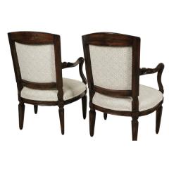 Pair of 18th C Style French Neoclassical Mahogany Arm Chairs - 4365060