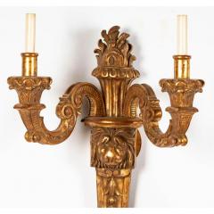 Pair of 18th C Style Italian Giltwood Regency Light Wall Sconces - 4045855