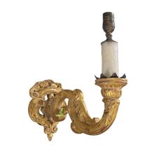 Pair of 18th C Style Louis XV Giltwood Wall Light Sconces - 4157674
