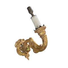 Pair of 18th C Style Louis XV Giltwood Wall Light Sconces - 4157675