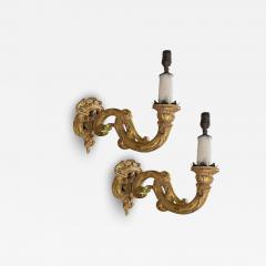 Pair of 18th C Style Louis XV Giltwood Wall Light Sconces - 4160570