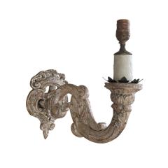 Pair of 18th C Style Louis XV White Gold Giltwood Wall Light Sconces - 4157679