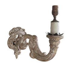 Pair of 18th C Style Louis XV White Gold Giltwood Wall Light Sconces - 4157681