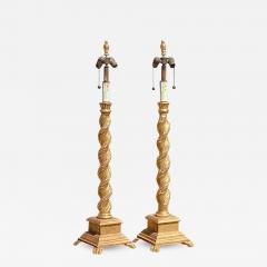 Pair of 18th C Style Solomonian Giltwood Table Lamps - 3824004