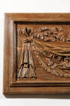 Pair of 18th Century Architectural Panels with Swags Hand Carved in Low Relief - 3420270