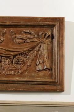 Pair of 18th Century Architectural Panels with Swags Hand Carved in Low Relief - 3420363