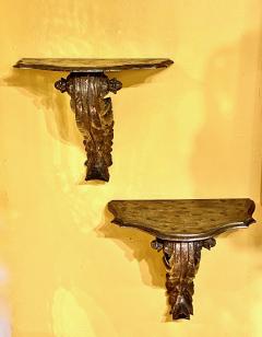 Pair of 18th Century Carved Giltwood Brackets Consoles - 2156817