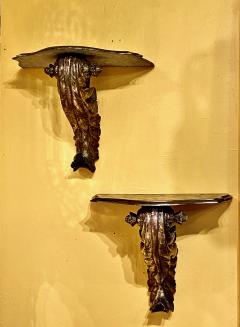 Pair of 18th Century Carved Giltwood Brackets Consoles - 2156819