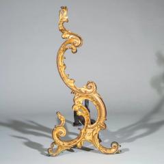 Pair of 18th Century English Rococo Gilt Bronze Andirons or Firedogs - 3123299