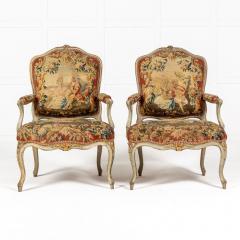 Pair of 18th Century French Abusson Tapestry Chairs - 3777256