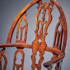 Pair of 18th Century George II Gothic Yew and Elm Windsor Armchairs circa 1760 - 3127264