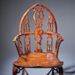 Pair of 18th Century George II Gothic Yew and Elm Windsor Armchairs circa 1760 - 3127268