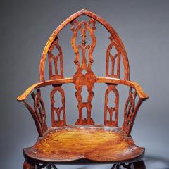 Pair of 18th Century George II Gothic Yew and Elm Windsor Armchairs circa 1760 - 3127269