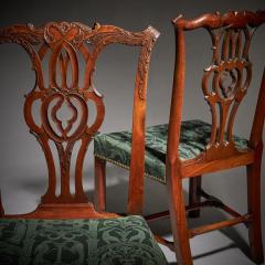 Pair of 18th Century George III Carved Mahogany Chippendale Chairs - 3123435