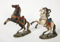 Pair of 18th Century Italian Carved Fruitwood Polychrome Horses - 1571880