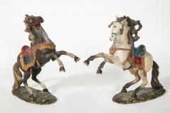 Pair of 18th Century Italian Carved Fruitwood Polychrome Horses - 1571882